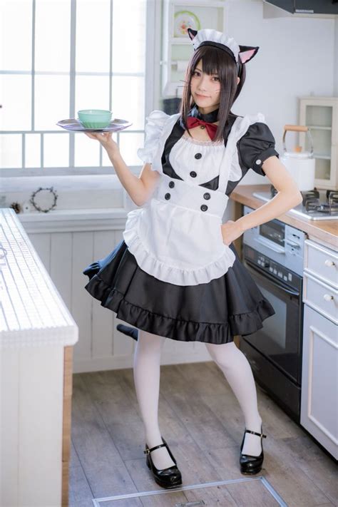 3 めでぃ（ Lv Moe）さんのメディアツイート Twitter Maid Outfit Cosplay Woman