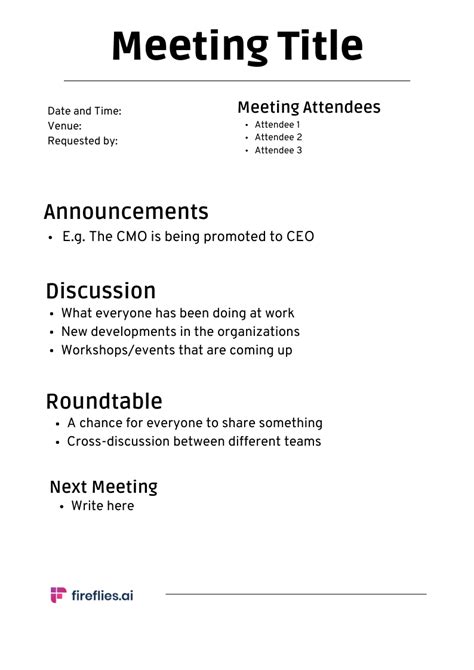 meeting minutes templates   type  meeting youll