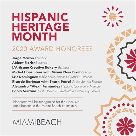Hispanic Heritage Month Awards Ceremony City Of Miami Beach