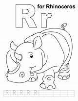 Coloring Rhinoceros Printable Letter Pages Rhino Rr Preschool Practice Handwriting Colour Crafts Kids Worksheet Alphabet Rhinos Animal Activities Printables Letters sketch template