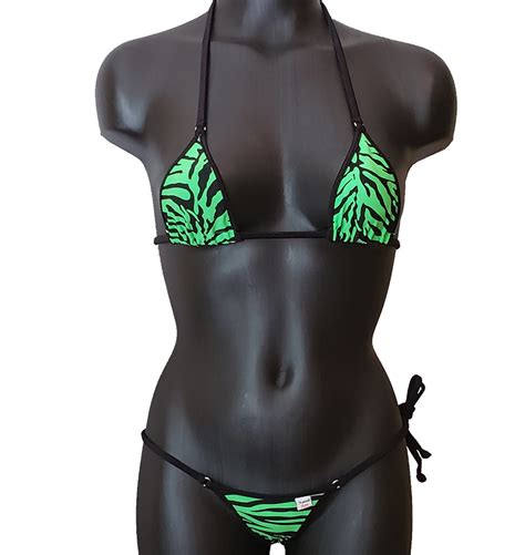 Xposed Skinz Bikinis X107 Brazilian Bikini Zebra Lime