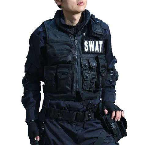 military tactical vest black swat fbi police vest high quality magic stick cs molle protective