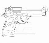 Beretta Deviantart Gun Drawing Pistol Guns Dibujos Coloring 92fs Tattoo sketch template
