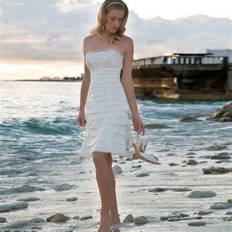 Elegant Short White Beach Wedding Dresses Sang Maestro