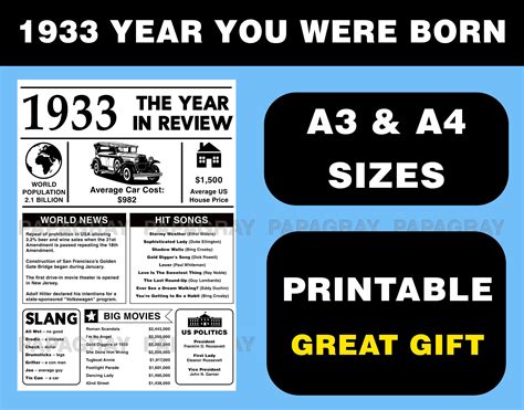 year   born printable digital  usa etsy