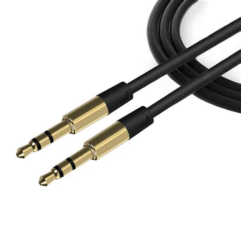 premium mm male  mm male audio jack plug stereo aux lead wire cable blackgold