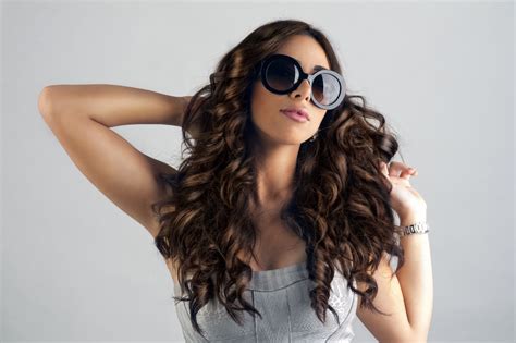 Wallpaper Women Model Long Hair Sunglasses Brunette