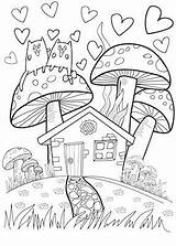 Ausmalbilder Herbst Pilze Mushrooms Malvorlagen Pilz Toadstools Easy Katzen sketch template