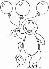 Barney Coloring Pages Drawing Dinosaur Birthday Balloons Printable Color Friends Print Kids Three Holding Sheets Preschool Cartoon Book Purple Happy sketch template