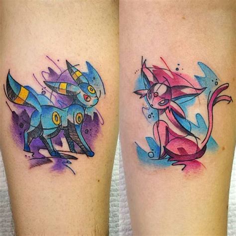 beautiful watercolour umbreon espeon tattoos  pokemon pokemon