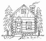 Cabin Log Cabins Woods Coloring Pages Easy Drawings Sketch Little Drawing Line House Colouring Template Adult Draw Sketchite Stamps Sketches sketch template