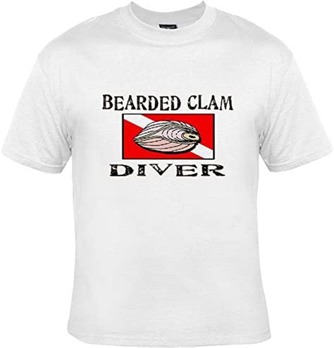 Bearded Clam Diver Adult T Shirt White Xxx Large Clothing