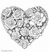 Coloring Pages Heart Beautiful Big Printable Flowers Hearts Roses Templates Print Getdrawings Holiday Drawing Popular sketch template