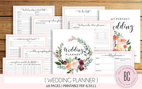 wedding planner printable wedding planning book printable etsy