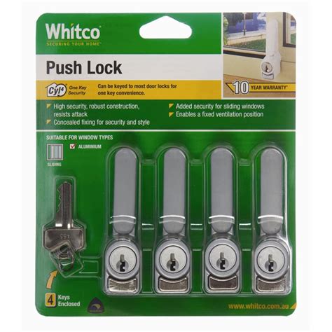 whitco  pack sliding window push lock silver bunnings warehouse