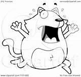 Freaking Panicking Cat Clipart Cartoon Outlined Coloring Vector Cory Thoman sketch template