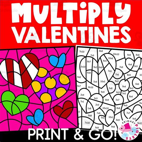 valentines day math coloring pages multiplication color  number