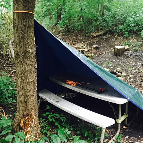 simple tarp shelters   campsite  campfires