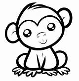 Coloring Animal Pages Cute Cartoon Print Colouring Animals Easy Drawing Monkey Template Kids Simple Printable Jungle Baby Drawings Templates Nose sketch template
