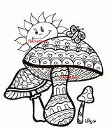 Zentangle Mushrooms Trippy Zen sketch template