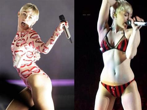 Miley Performs On Stage With Just Her Undies