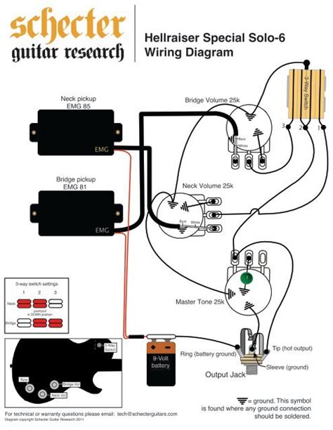 hellraiser special solo  wiring diagram schecter guitars