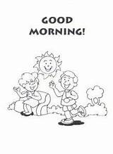 Greetings Para Good Morning Greeting Kids Coloring Children sketch template