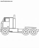 Truck Pages Coloring Trailer Pulling Cab Template sketch template