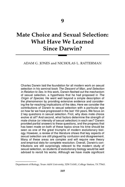9 Mate Choice And Sexual Selection What Have We Learned Since Darwin