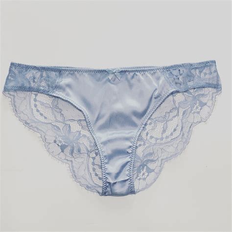 Silk Blue Panties Blue Lace Panties Lace Brief Lace Tanga Blue