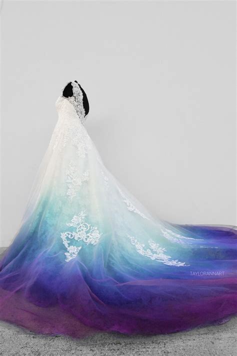 teal blue purple ombre wedding dress dip dye style colorful gown ombre wedding dress dye