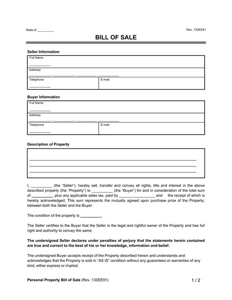 motor vehicle bill  sale