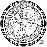 Coloring Celestia Stained Glass Princess Pages Pony Window Luna Printable Little Applejack Akili Amethyst Take Line Adult Kids Color Simple sketch template