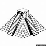 Mayan Pyramid Aztec Temple Drawing Coloring Chichen Itza Famous Mexico Places Castillo El Maya Tattoo Pages Landmarks Drawings Colouring Thecolor sketch template