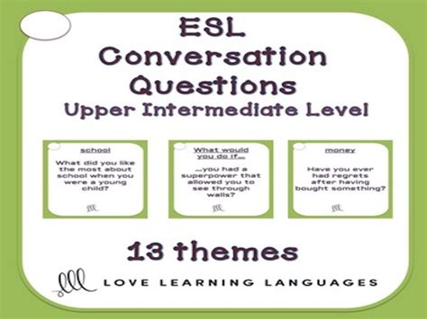 upper intermediate esl ell conversation starter  speaking prompt cards teaching resources