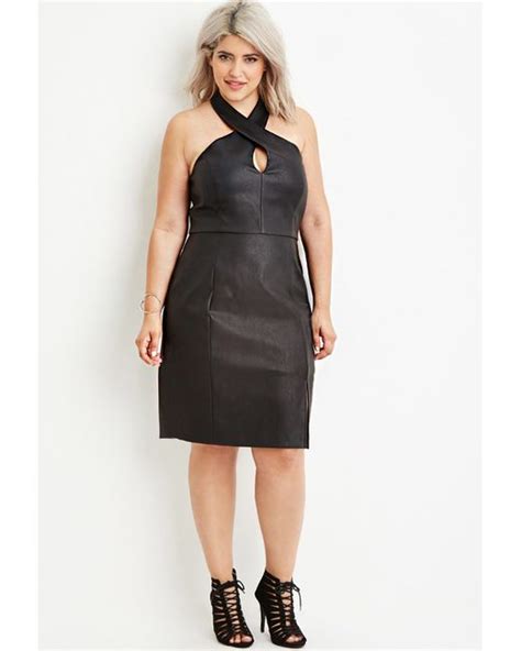 Forever 21 Plus Size Faux Leather Halter Dress In Black Lyst