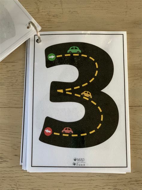 number tracing flashcards learn numbers  cars  roads etsy