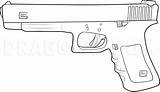Draw Handgun Drawing Hand Outline Gun Step Guns Stencils Dragoart Templates Crafts Cut sketch template