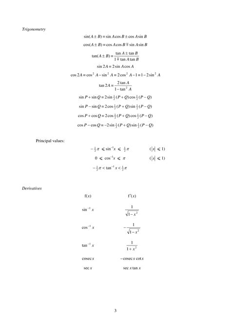 level  math mf  maths formula sheet  list