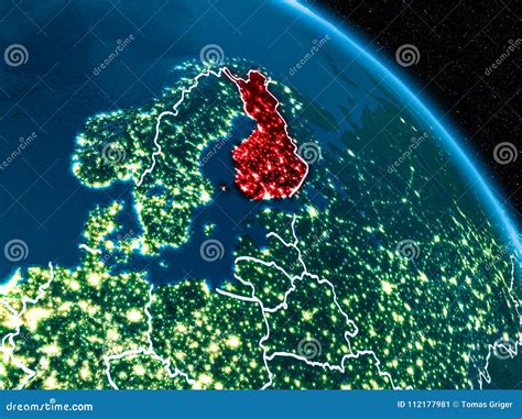 satellite view  finland  night stock illustration illustration  borderline view