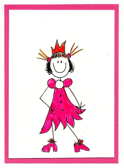 handcrafted greeting card girl  pink etsy
