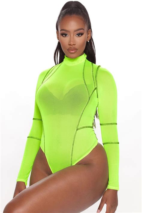 you see me mesh bodysuit neon yellow in 2020 mesh