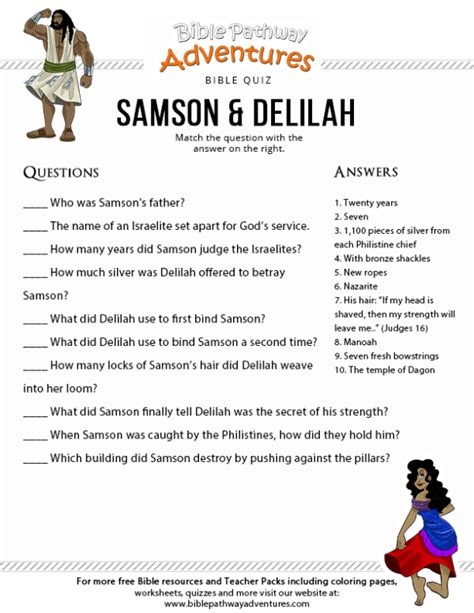 samson bible story lesson plans bible quiz