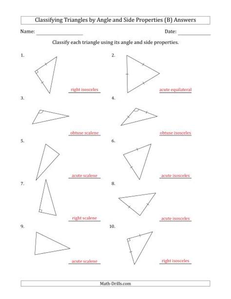 Classifying Triangles By Angle And Side Properties Marks