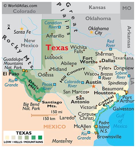 map  texas landforms map north east images   finder