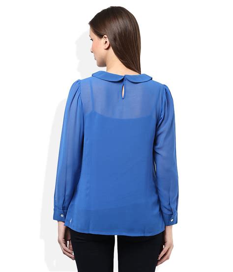blue solids full sleeves top buy  blue solids full sleeves top    prices