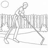 Outline Tall Very Man Long Hoe Handle He Made sketch template
