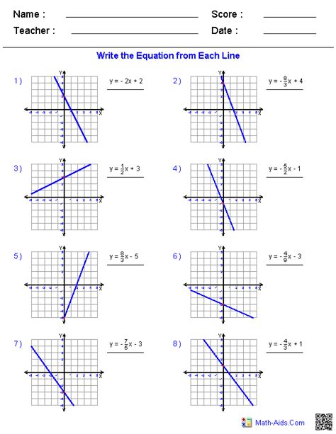graphing linear equations   table  values worksheet