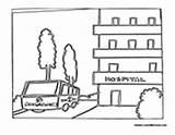 Hospital Community Buildings Coloring Pages Building Colormegood sketch template