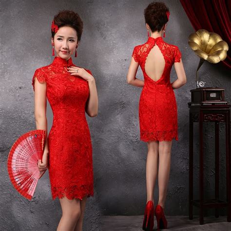 New Red Lace Mermaid Backless Cheongsam Dresses Long Red Lace Evening